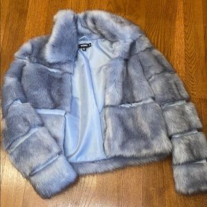 faux fur coat WORN ONCE!